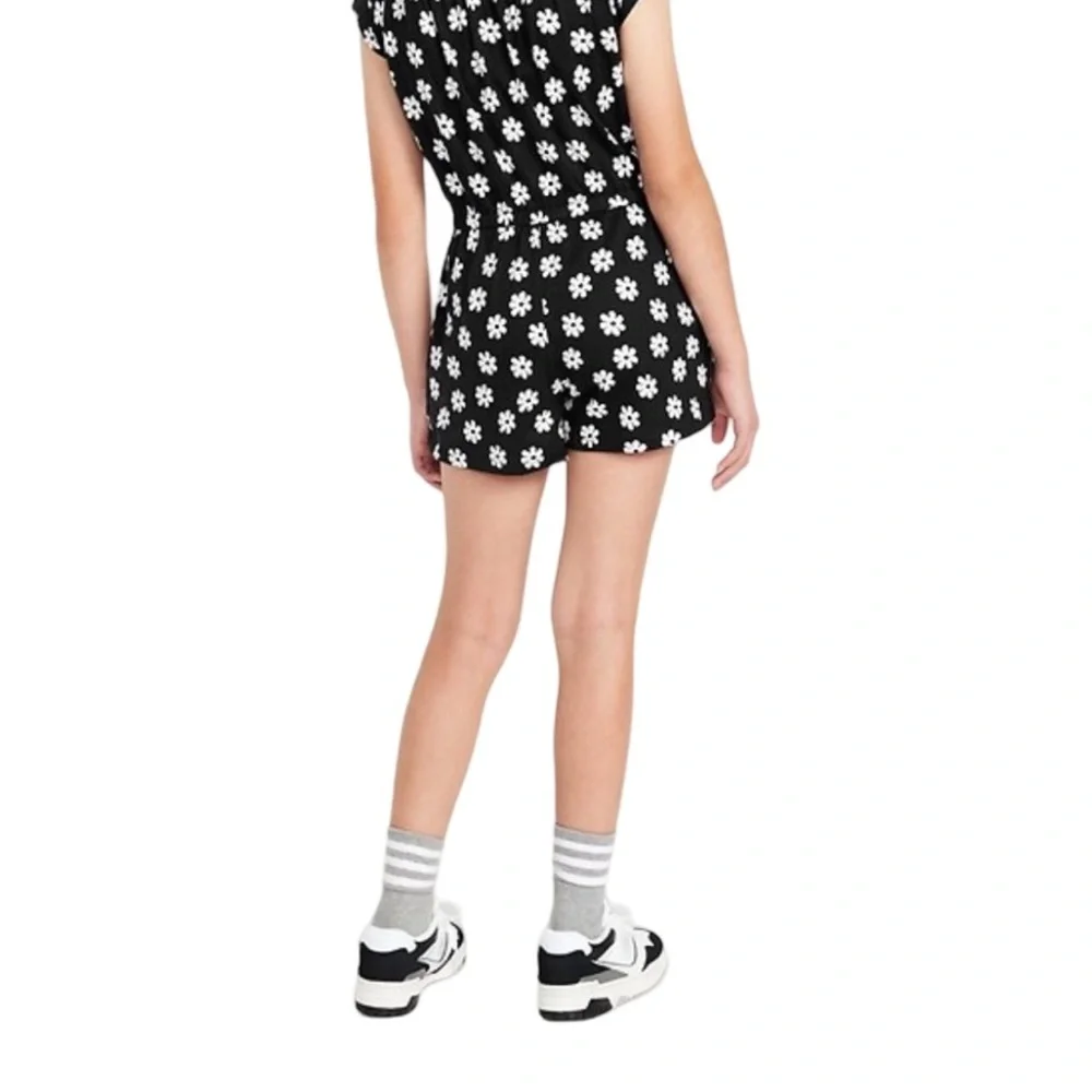 One Piece Cinched Waist Flower Print Shorts Romper Spring Summer